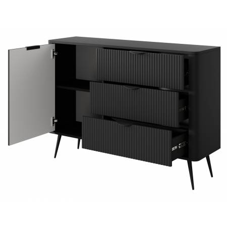 Komoda 1-drzwiowa z szufladami ryflowane fronty zaokrąglone boki LANETT